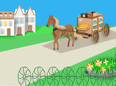 🏰Illustration - the carriage rides the street🏰 2dartist design graphic design illustration ui vector