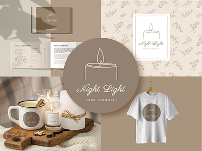 Logo and brand identity for a candle company adobe adobe illustrator brand brand identity branding candle design designer graphic design home candles illustration logo merchandising night light packaging patterns products ui ux vector