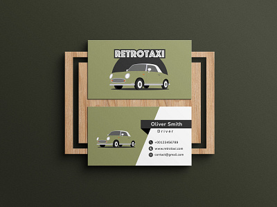 Business card "Retro taxi" adobe adobe illustrator branding business business card car card design designer driver illustration illustrator khaki logo mockup retro retro car taxi ui vector