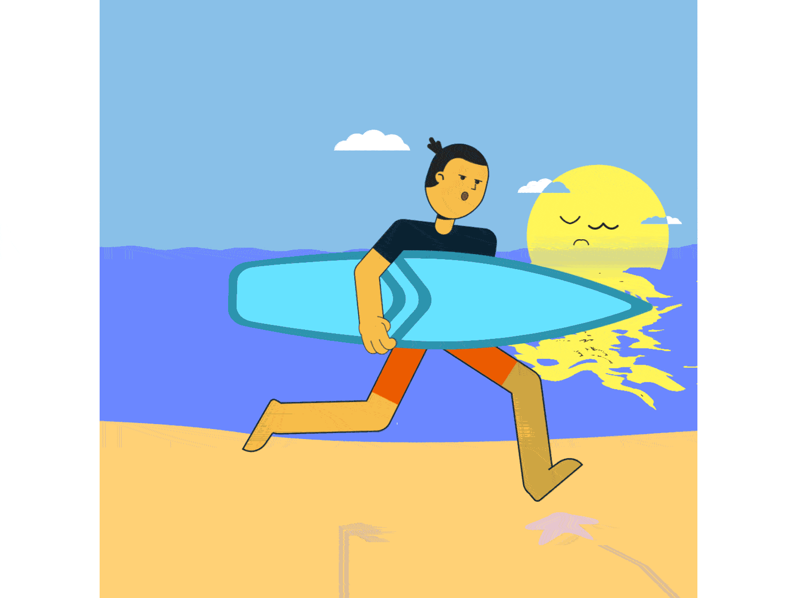 Run Cycle Surfer 2d animation aftereffects animation character animation flat flatdesign illustration motiondesign motiongraphics periclesmotion rigging runcycle surfer