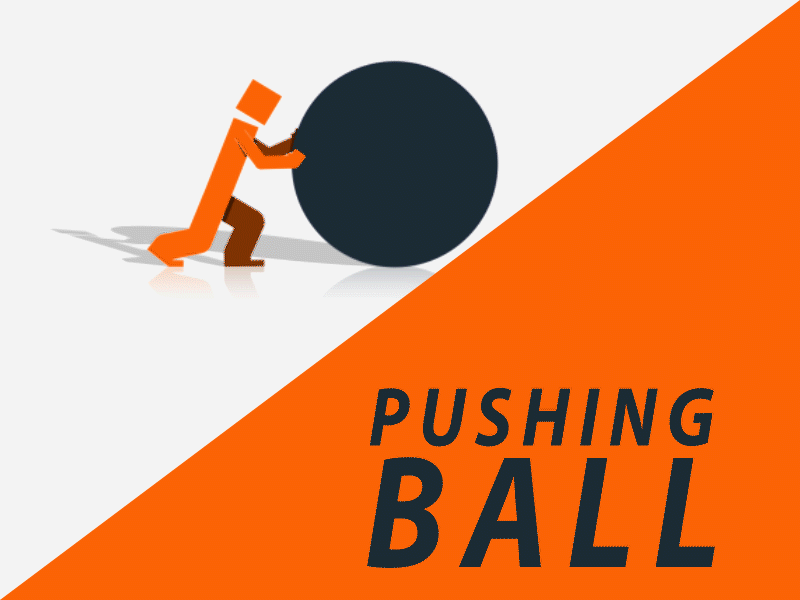Pushing Ball 2d aftereffects animation ball characteranimation flat illustration motiondesign motiongraphics periclesmotion pushing rigging