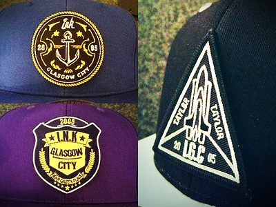 IGC embroidered badge set back badges baseball black cap caps clothing embroidered glasgow goodness igc ink red snap white
