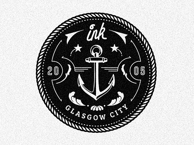 Anchor badge embroidered illustration mono monogram typography