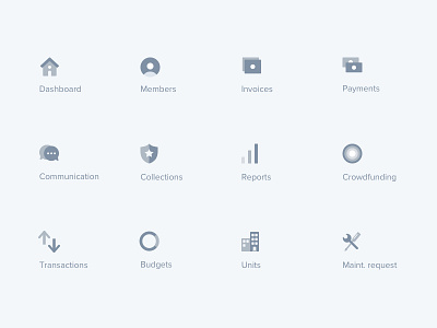 Menu icons – Finance web application