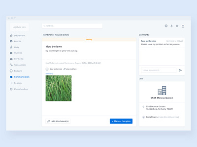 Maintenance Request Details - Web app app application finance interface product ui ux web