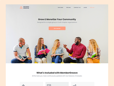 Membergrооve - Homepage app design digital landing minimal page site sketch ui ux web