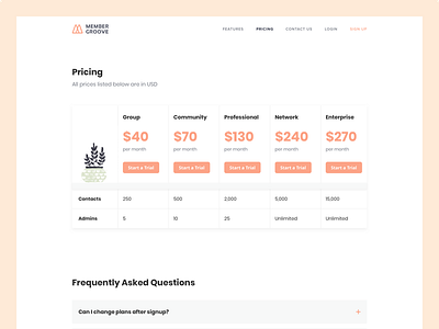 Membergrооve – Pricing design digital landing minimal offer page plan price sketch ui ux web
