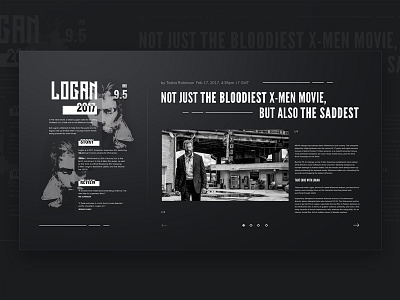 Logan News Page.Concept 2d black card concept design invite lettering movie type typography ui web