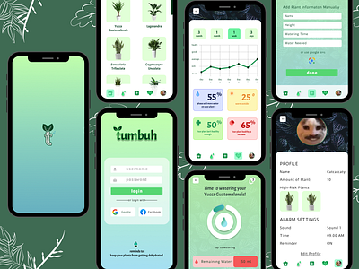 UI Mobile App Design for Watering Plants Reminder App app design mobile mobile design app plant ui uiux