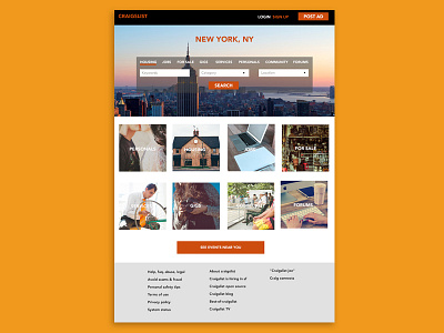 Craigslist Redesign Homepage concept craigslist homepage landing page redesign ui user interface ux visual design web design