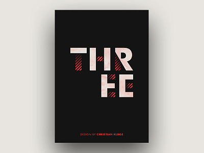 THREE abstract design minimal poster print red three typo