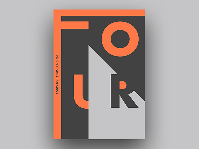 FOUR abstract design four minimal orange poster print typo