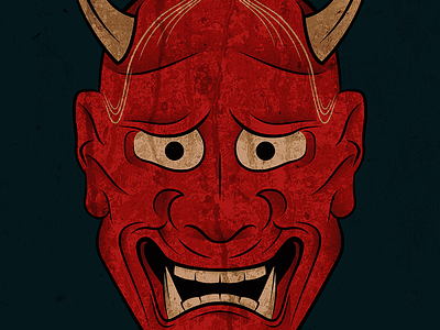 Hannya Mask anger blood fear halloween hannya horns illustration japanese mask outline teeth texture