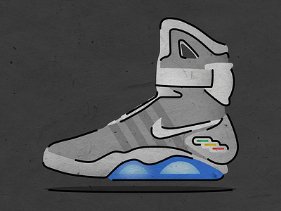 Nike MAG — Back to the Future back to the future biff bttf doc brown flat future glow glowing gradients hill valley lines marty mcfly nike nike mag structure texture vector illustration