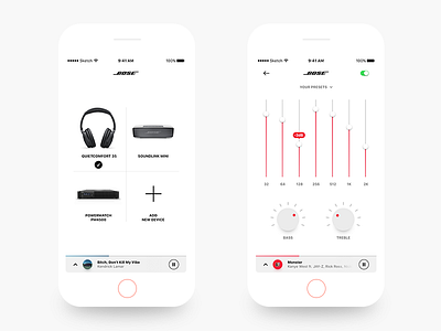 BOSE - iOS app redesign bose design headphones ios iphone music player redesign ui ux wireless