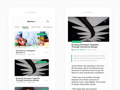 🐦 Squakers — site with thumbnail & post view app dribbble geek hype ios news portals reader squakers ui ux