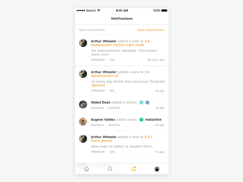 🎈 Zeplin – notifications clean concept ios list mobile notifications reply ui ux white zeplin