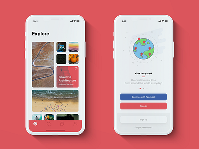 📌 Pinterest — iPhone X redesign: Home & Onboarding