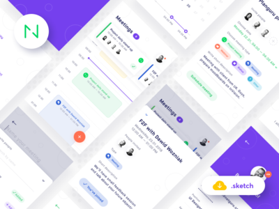 🗓️ Planguru - Free Mobile UI Kit 💎.sketch android calendar cards free freebie ios mobile organize plan profile sketch ui