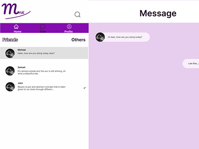 Minx chat web app design ui ux