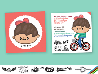 Dopsy Cards 677 bike cards courier cute fixed gear fixie illustration messenger