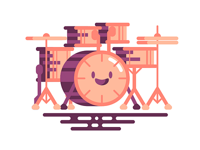 Dribbble Drumz batteria drums drumset icon illustration kawaii vector