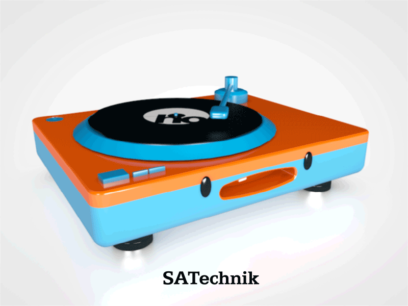 SATechnik blue cute happy kawaii orange plattenspieler stickathing. technics turntable
