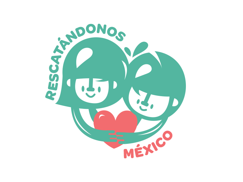 Rescatandonos We help México characters charity earthquake help logo mexico vector