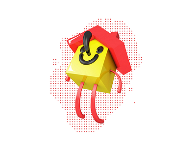 HappyHouse [classic times] cinema 4d happy house icon illustrator red yellow
