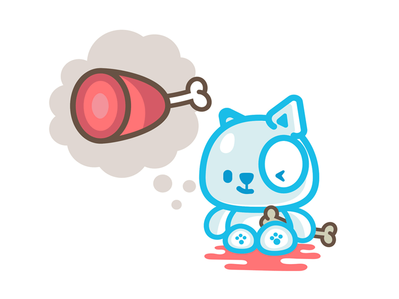 Dogbone Messenger sticker illustration hungry meat bone dog kawaii sticker