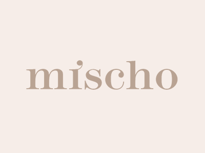 mischo / logo logo peach serif tan