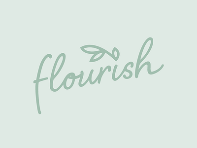 flourish logo / 01 branch cursive decorative flourish handwritten leaf logo mint teal