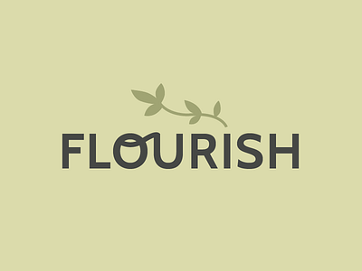 flourish logo / 02 bold branch flourish green leaf logo olive sans serif