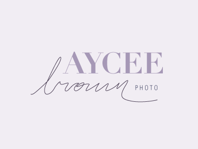 aycee brown photo buisness handwritten lavender logo photography purple serif