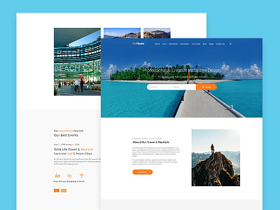 Travel Website Template Design adventure badge homepage icons interaface layout nature outdoors retro travel ui website