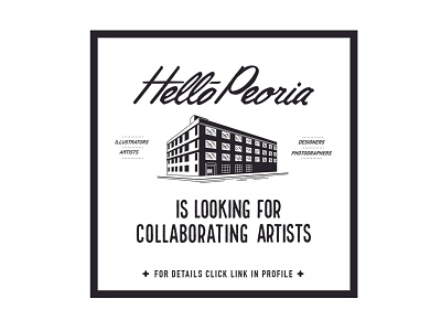 Hello Peoria building custom type illustration warehouse