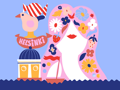 Hello from Helsinki color harmony colorful colorful design cute finland flat color girl illustration helsinki illustration joyful leena kisonen nature scandinavia scandinavian scandinavian design scandinavian style simple