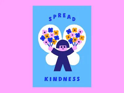 Spread Kindness 70s bright colors character color harmony colorful colorful design cute flat color flat design friendly icon illustration kind kindness leena kisonen poster poster art retro scandinavian scandinavian style