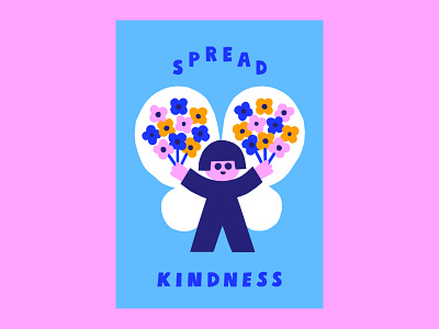 Spread Kindness 70s bright colors character color harmony colorful colorful design cute flat color flat design friendly icon illustration kind kindness leena kisonen poster poster art retro scandinavian scandinavian style