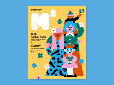 Cover Art for M2 magazine character colorful cover art editorial illustration family family portrait flat color friendly illustration leena kisonen magazine cover magazine illustration scandinavian