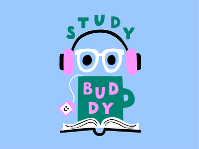 Study Buddy for Givingli anonymous color harmony colorful cute flat color flat style friendly genderaware design genderless givingli icon illustration leena kisonen logo naive style pastels retro style scandinavian scandinavian style study buddy