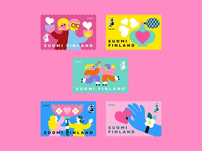 Friendship Stories stamp set 💌 brights colorful cute finnish illustration flat color flat illustration friends friendship galentines illustration joyful leena kisonen scandinavian scandinavian illustration stamp stamp design stamps valentines valentines day