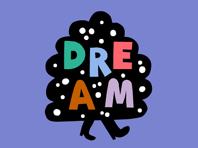 Dreamer black character dream face flat color illustration minimal papercut pastels sleep sweet walk