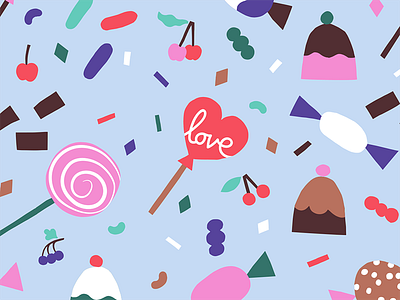 Yum Yum Pattern berries candy cute girly illustration lollipop pastels pattern pattern design repeat pattern sweet yummy