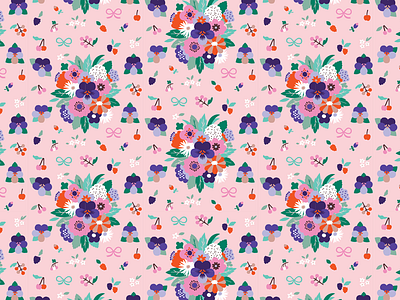 Flower pattern cute flowers friendly happy illustration leena kisonen nature pastels plants spring sweet