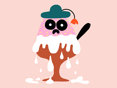 Bye January! character character design cute ice cream illustration leena kisonen melting pastels sad sett unhappy