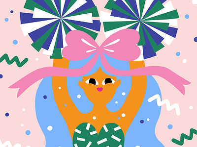 Cheerleader bold character character design cheerleader colorful exhibition girl happy illustration leena kisonen party pastels