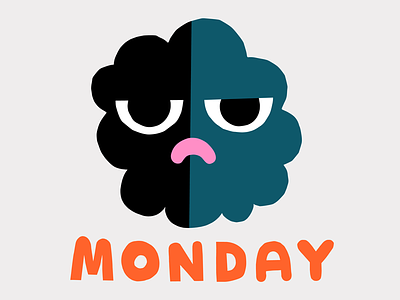 Monday character character design cloud face grumpy illustration leena kisonen monday sad sticker unhappy