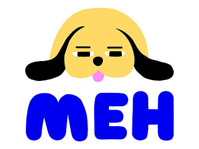 Meh allo bored character character design digital sticker dog flat color leena kisonen meh sticker