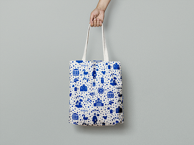 Finland Tote Bag blue dots finland finnish design flat color friendly monotone motif pattern scandinavia silhouette tote bag